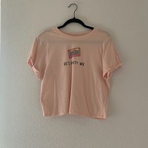 Viben' Pink '90's Party Mix' Crop Short Sleeve Top
